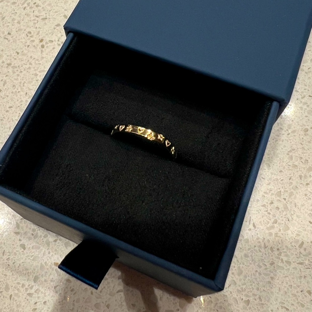 14k Gold Hand Stamped Ring - Stars and Hearts